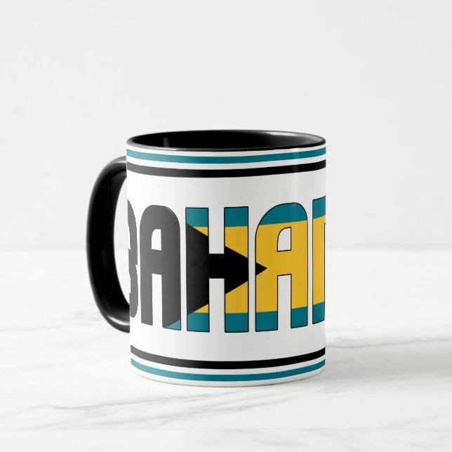 Caneca Café Patriótico da Bandeira Nacional Bahamas (Frente Esquerda)