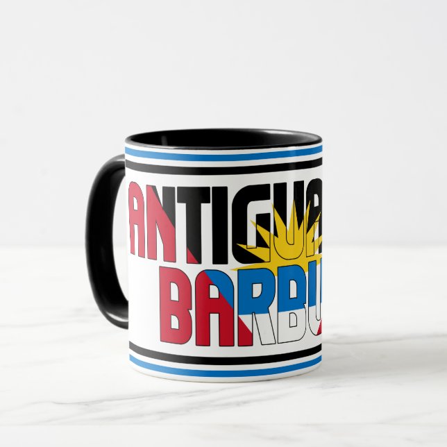 Caneca Café Patriótico da Bandeira Nacional de Antígua e  (Frente Esquerda)