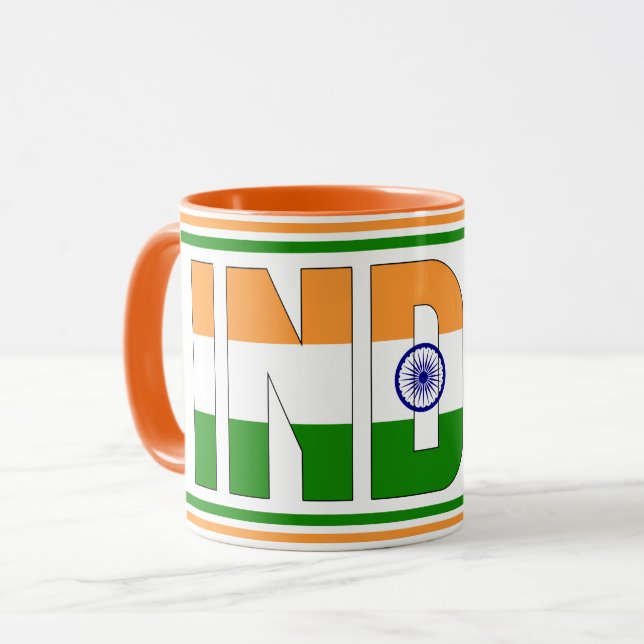 Caneca Café Patriótico de Bandeira da Índia (Frente Esquerda)