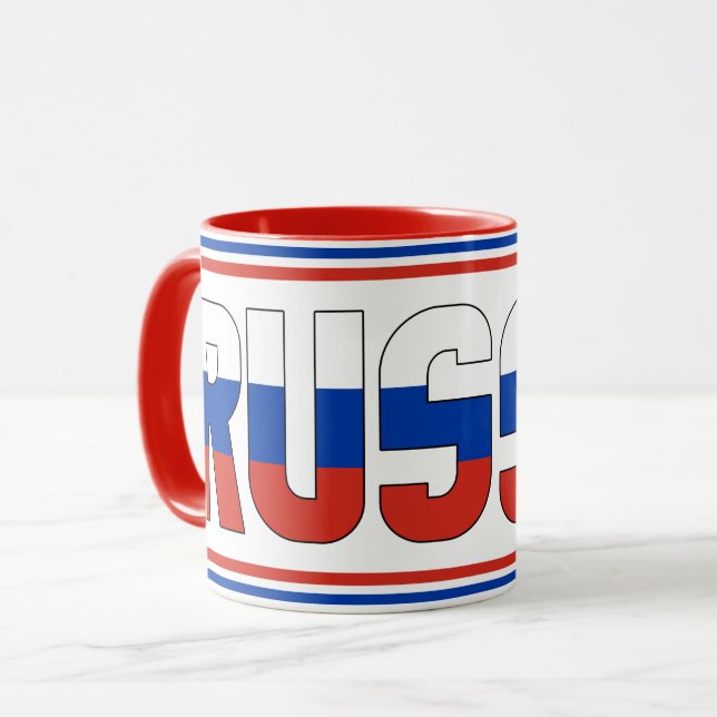 Caneca Café Patriótico de Bandeira da Rússia (Frente Esquerda)