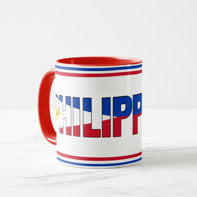 Caneca Café Patriótico de Bandeira das Filipinas (Frente Esquerda)