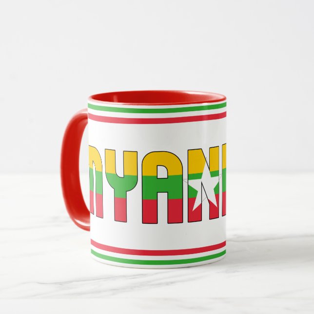 Caneca Café Patriótico de Bandeira de Mianmar (Frente Esquerda)