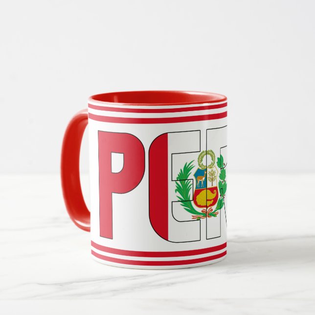 Caneca Café Patriótico de Bandeira do Peru (Frente Esquerda)