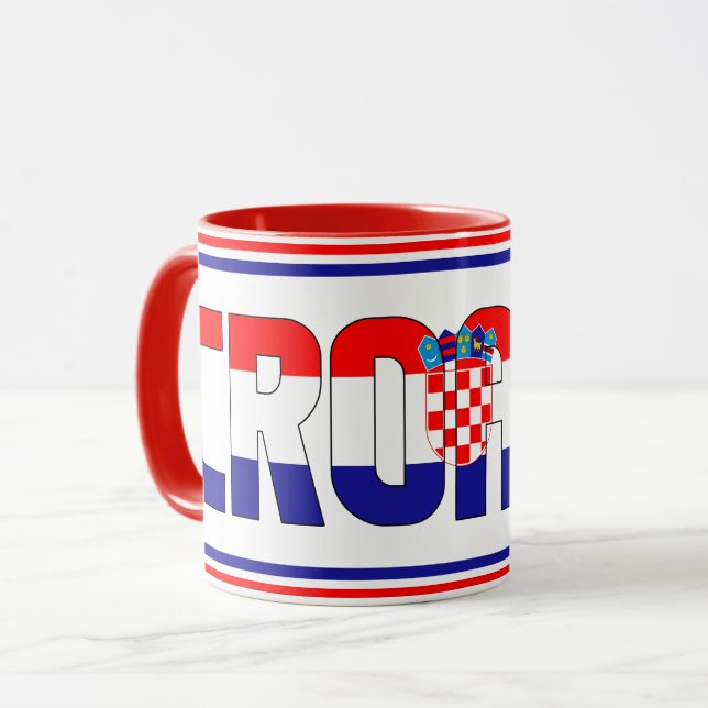 Caneca Café Patriótico de Bandeira Nacional da Croácia (Frente Esquerda)