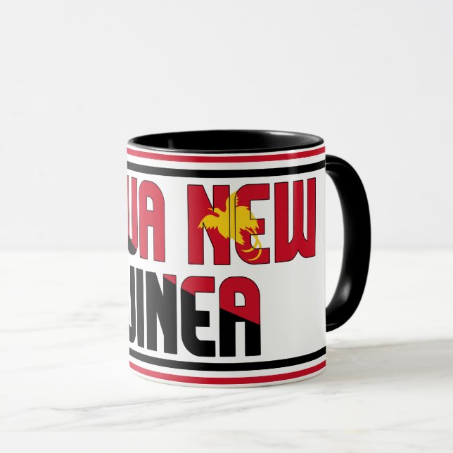 Caneca Café Patriótico de Bandeira Nacional da Papua-Nova (Frente Esquerda)