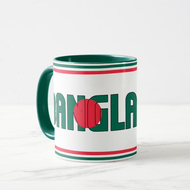 Caneca Café Patriótico de Bandeira Nacional do Bangladesh (Frente Esquerda)