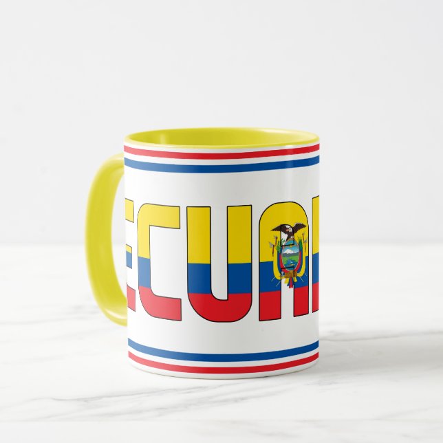 Caneca Café Patriótico de Bandeira Nacional do Equador (Frente Esquerda)