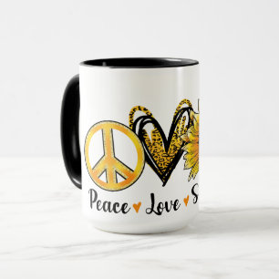 Caneca Café "Paz, Amor, Girassol"