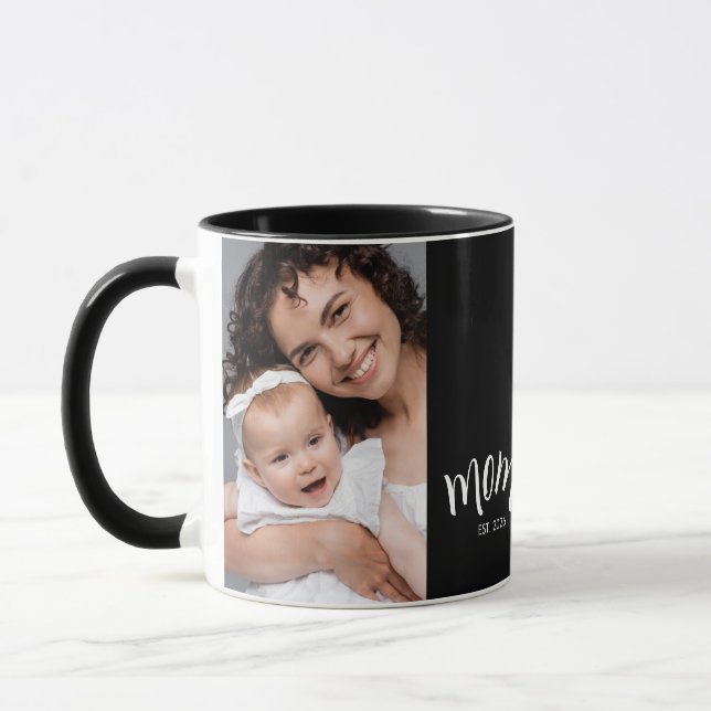 Caneca Café Personalizado com Foto da Mãe e Ano de Fundaç (Esquerda)