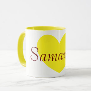 Caneca Café personalizado do coração impressão amarelo
