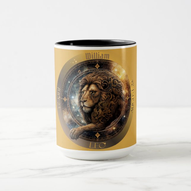 Caneca Café Personalizável do Zodíaco de Leão (Centro)