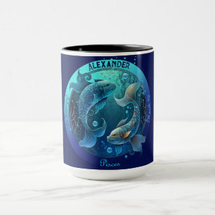 Caneca Café Personalizável do Zodíaco de Peixes