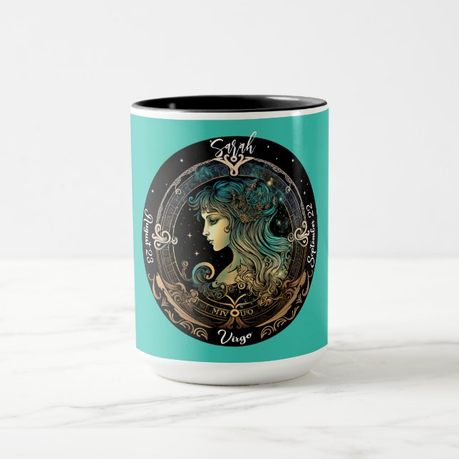 Caneca Café Personalizável do Zodíaco de Virgem (Centro)