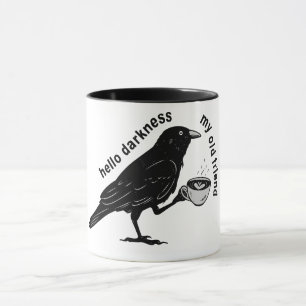 Caneca Café Raven Crow Outono   Nunca Mais Poe Poeta Góti