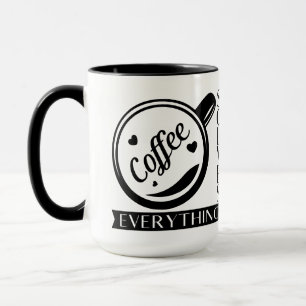 Caneca Café resolve tudo citação engraçada preto e branco