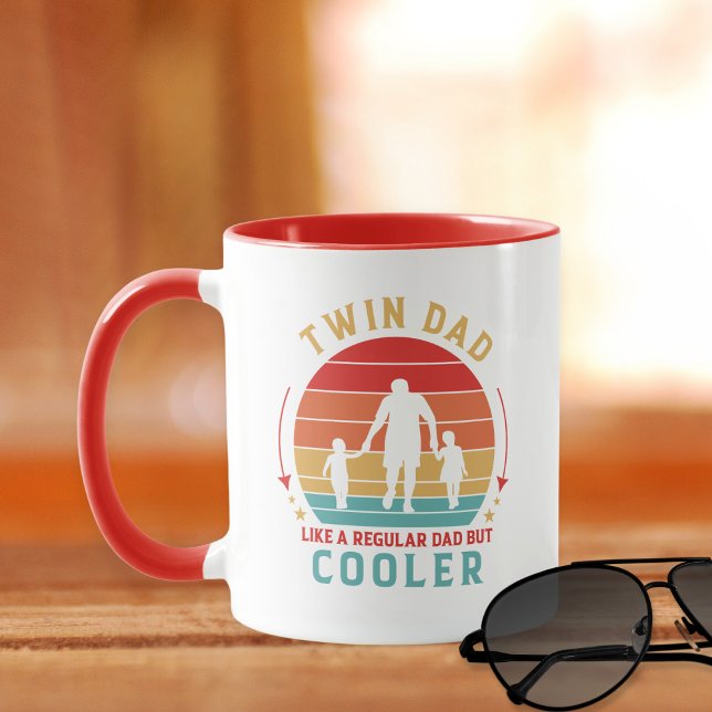Caneca Café Retro Sunset com Pai Gêmeo (Ther perfect Father's Day, Christmas, Birthday or "just because" gift for the twin dad in your life.)