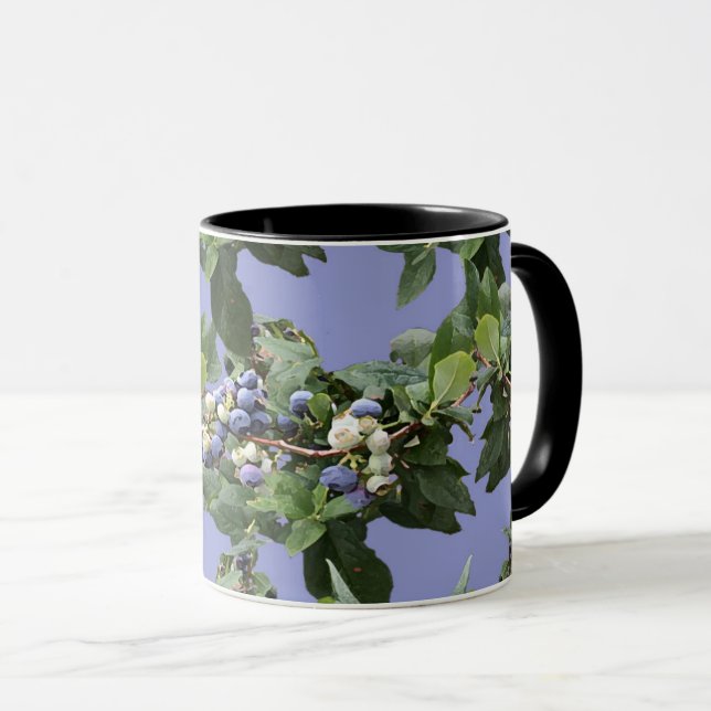 Caneca Café Rústico de Fazenda com Videira de Mirtilo (Frente Esquerda)