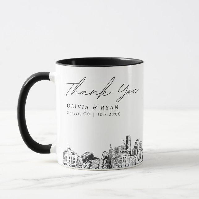 Caneca Café Simples De Casamento De Denver (Esquerda)