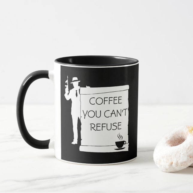 Caneca Café Você não pode recusar preto personalizável en (Com Donut)