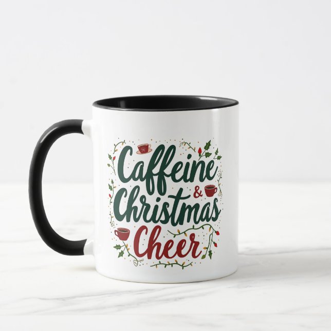 Caneca Cafeína e Amantes de Café de Natal (Esquerda)
