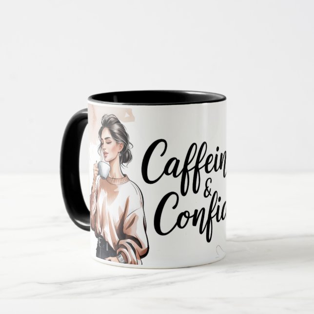 Caneca Cafeína e Confiança - Taça de Café da Senhora Chef (Frente Esquerda)