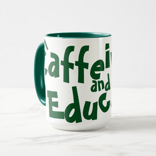 Caneca Cafeinato e Educar Engraçados Dizendo Professora V (Frente Esquerda)