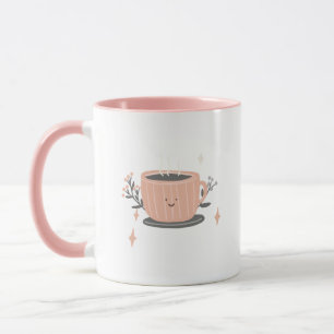 Caneca Cafés e Lâmpadas Textos Rosa