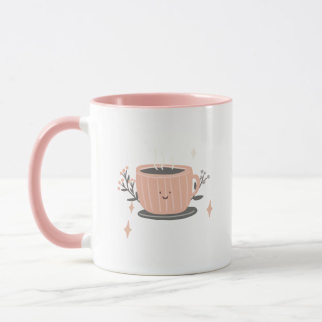 Caneca Cafés e Lâmpadas Textos Rosa (Esquerda)