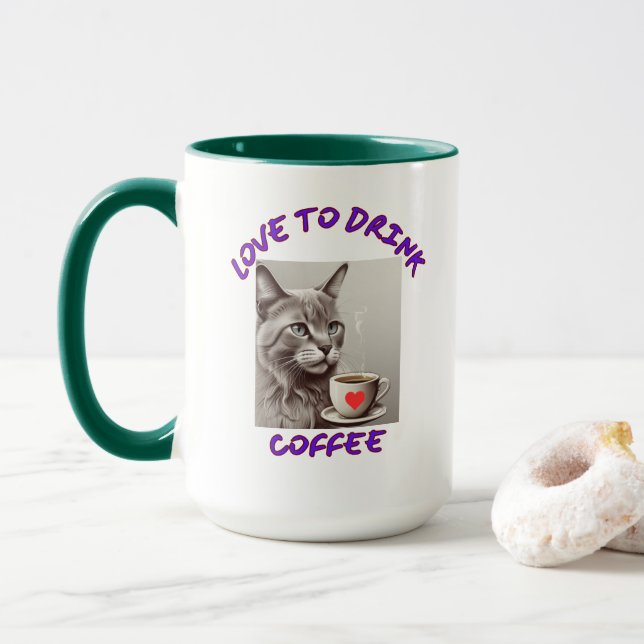 Caneca Caffeine Cat Humorous Mug (Com Donut)