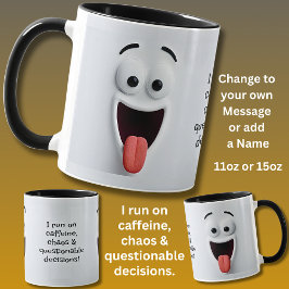 Caneca Caffeine Chaos, Add Name Message, Expressive Face