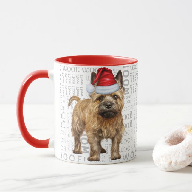 Caneca Cairn Terrier Dog Papais noeis em Pais (Com Donut)