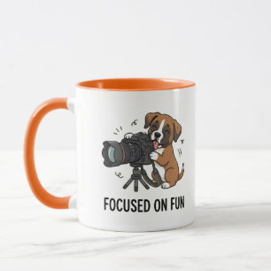 Caneca Caixa Criativa de Cachorrinho Fotógrafo Laranja Ca