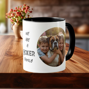 Caneca Caixa de Bóxer FAMILIAR Foto Preta Personalizar