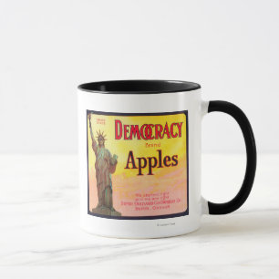 Caneca Caixa LabelDufur de Apple da democracia, OU