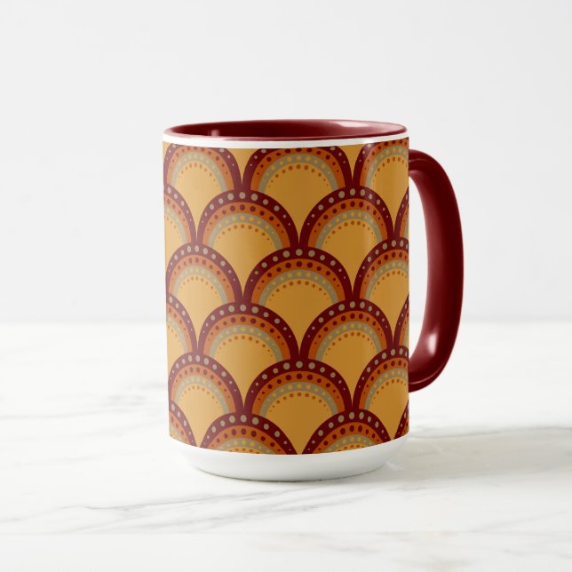 Caneca Caixas com pontos, Borgonha, Rusta, Apricot, Tan (Frente Esquerda)