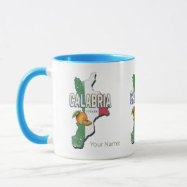 Caneca Calábria Itália - Região Retro Mapa Vintage Souven