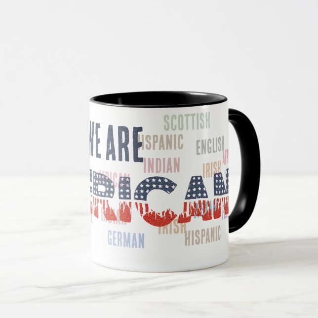 Caneca Caldeirão Cultural "AMERICANO" com Fonte de Bandei (Frente Esquerda)