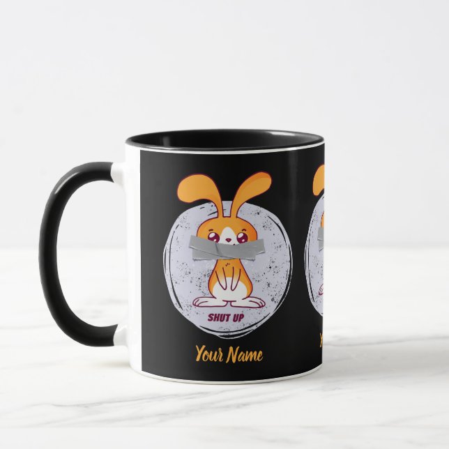Caneca Cale a Boca Coelho Design Cômico Divertido e Sarcá (Esquerda)