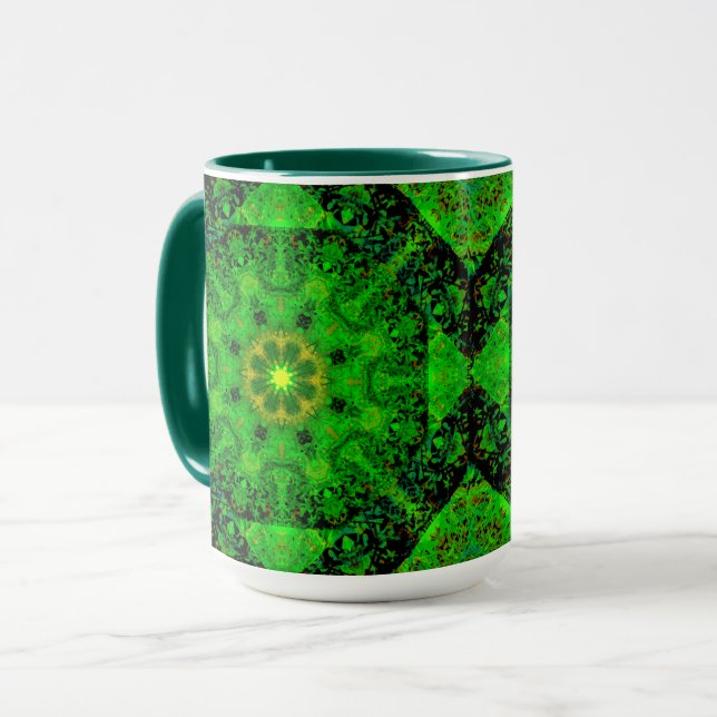 Caneca Caleidoscópio Verde Viridescente, (Frente Esquerda)