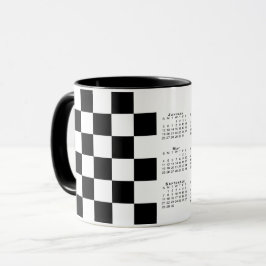 Caneca Calendário 2025 com Padrão Verificado Branco Negri