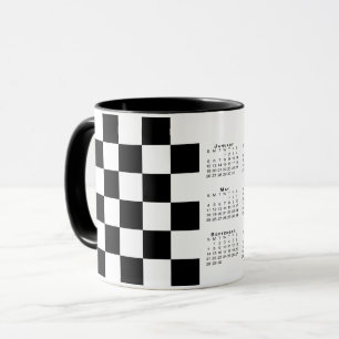 Caneca Calendário 2025 com Padrão Verificado Branco Negri