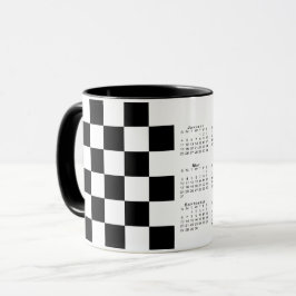 Caneca Calendário 2026 com Padrão Verificado Branco Negri