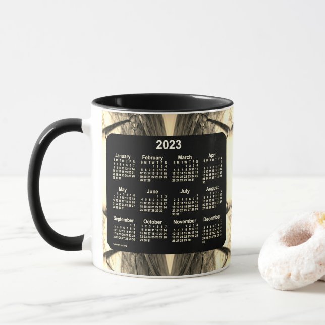Caneca Calendário Artístico Sepia Neon 2023 de Janz Mug (Com Donut)