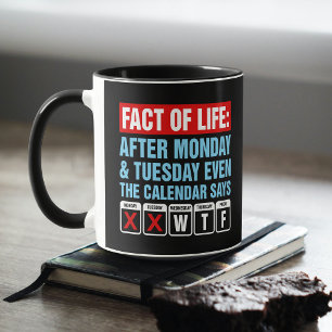 Caneca Calendário Facto da Vida Diz Humor WTF