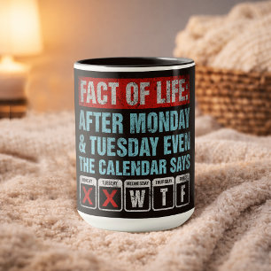 Caneca Calendário Facto da Vida Diz Humor WTF