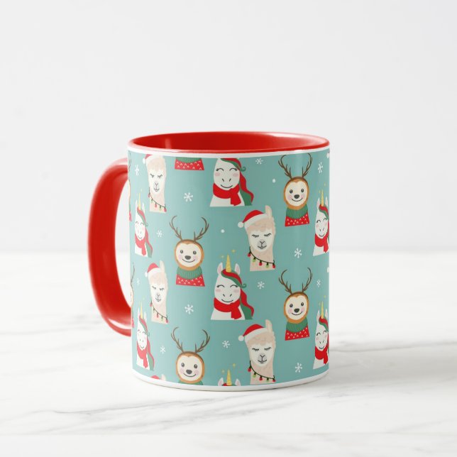 Caneca Calhas De Natal E Lhamas (Frente Esquerda)