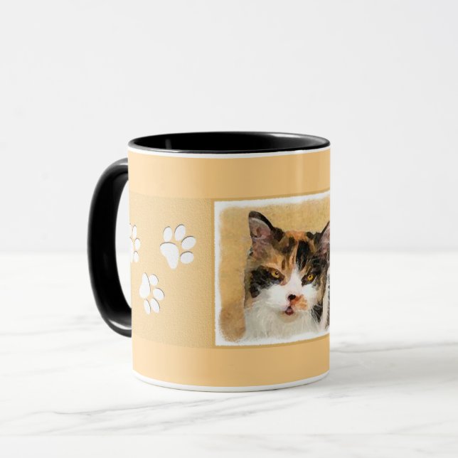 Caneca Calico Cat Painting - Gato Original Bonito (Frente Esquerda)