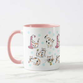 Caneca Calico Gata 11 Oz. Lã-rosa, cerâmica branca