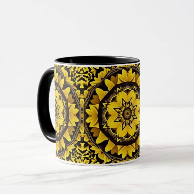 Caneca Calidoscópio de Girassol (Frente Esquerda)