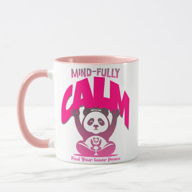 Caneca Calma mente, coração cheio, como um panda pacífico (Esquerda)